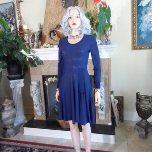 Altuzarra Navy Blue Knit Fit & Flare Long Sleeve Dress Size S Italy